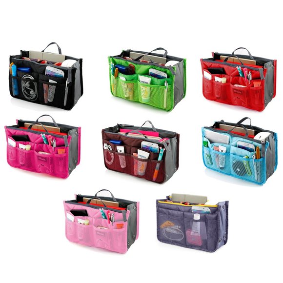 Travel Tote Handbag/Purse Insert Cosmetic Organizer (Purple) - Picture 7 of 7